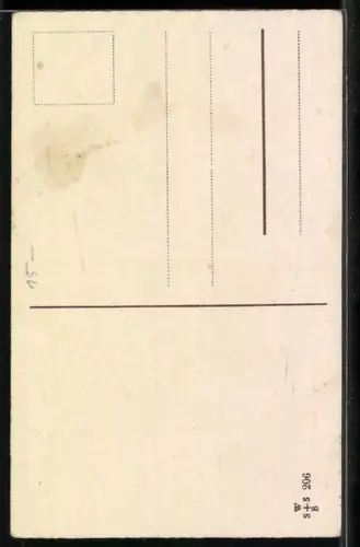 AK Storch beisst Frau ins Bein, Neujahrsgruss