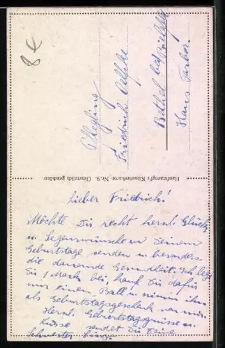 AK Bitte an den Storch, zwei Kinder sehen einen Storch