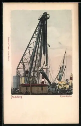 AK Hamburg, Riesen-Kran im Hafen