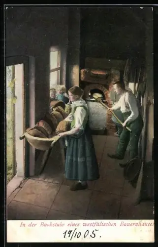 AK Backstube eines westfälischen Bauernhauses