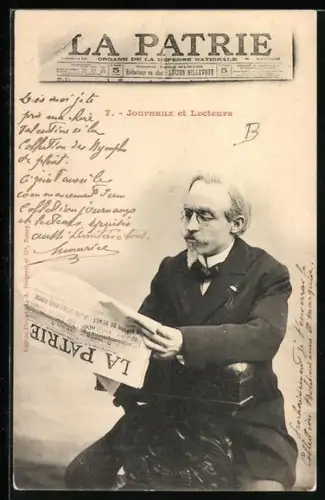 AK Journaux et Lecteurs, Mann mit Zeitung