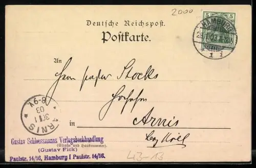 AK Hamburg, Gustav Schloessmanns Verlagsbuchhandlung, Paulstrasse 14-16