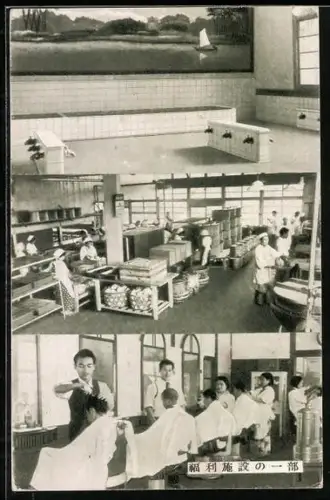 AK Öffentliches Bad, Männer beim Friseur