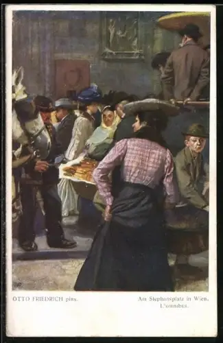 Künstler-AK Otto Friedrich: Wien, Am Stephansplatz in Wien