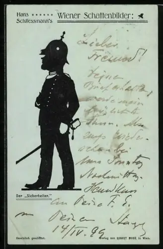 Künstler-AK Hans Schliessmann: Wien, Polizist in Uniform, Der Sicherheiter