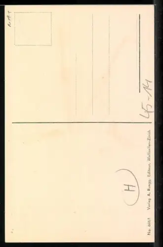 Künstler-AK Skifahrer steckt kopfüber im Schnee fest