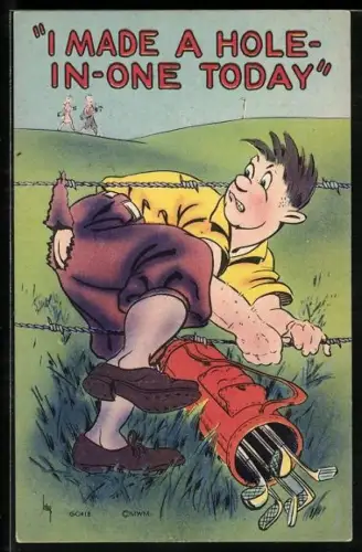 AK I Made a Hole-In-One Today, Junge fällt über Golfschläger