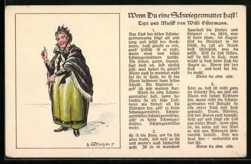 AK Köln, Lied Wenn Du eine Schwiegermutter hast! von Willi Ostermann