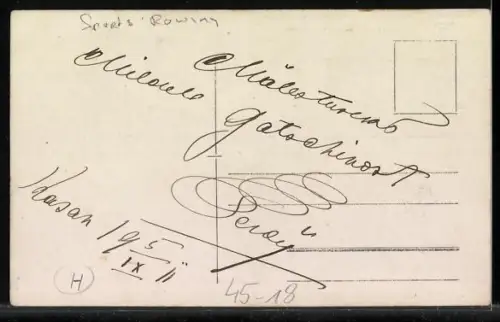 Foto-AK Vier Männer in einem Ruderboot