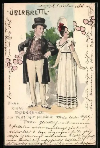 Künstler-AK Ulrich Weber: Überbrettl, Das junge verliebte Paar, Ringl Rosenkranz...
