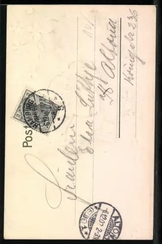 Künstler-AK Elegante Dame mit Veilchen im Jugendstil