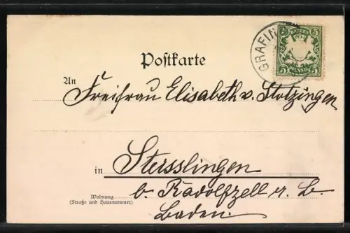 AK Liedtext und Musiknoten Gott grüsse dich mit Engel, Jugendstil