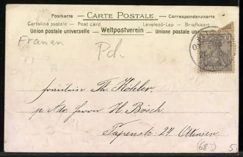 AK Zwei junge Damen und Blumen im Jugendstil