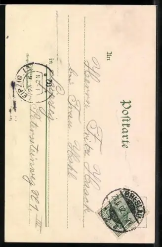 AK Dame mit Perlenkette im Jugendstil