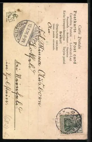 AK Dame mit Hut, Jugendstil