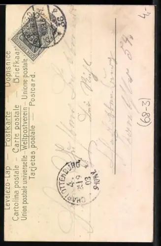 AK Dame mit Korb voll Äpfel, Jugendstil