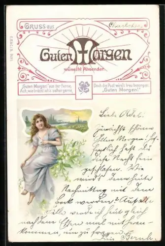 AK Morgengruss im Jugendstil
