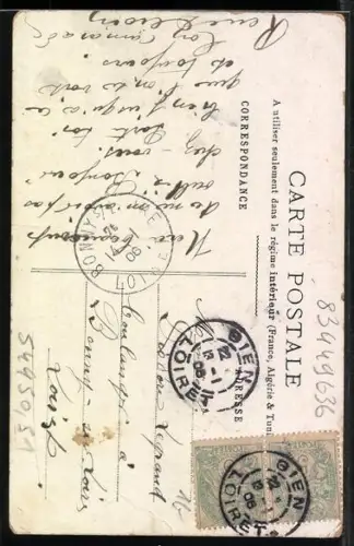 AK Frau spielt Flöte, Jugendstil