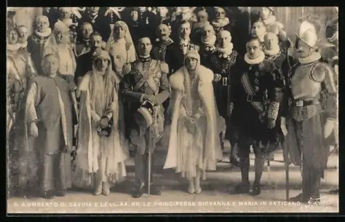 AK S.A. Umberto von Italien di Savoia E Lell AA. RR. Le Principesse Giovanna E Maria in Vaticano