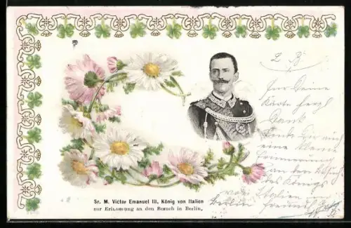 AK S. M. Victor Emanuel III., König von Italien, Blumen