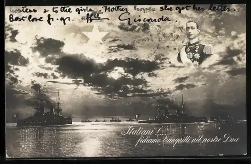 AK Italienischer Adliger, Kriegsschiffe