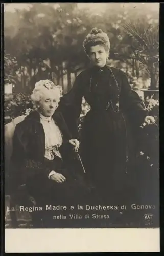 AK Adel von Italien, La Regina Madre e la Duchessa di Genova nella Villa di Stresa