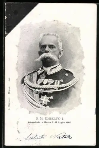 AK Portrait König Umberto I. von Italien mit Orden