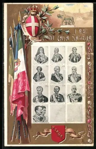 AK Stammbaum der königlichen Familie von Italien, Vittorio Emanuele, Umberto