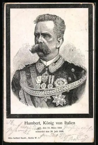 AK Porträt Humberts, des Königs von Italien in Uniform mit Orden