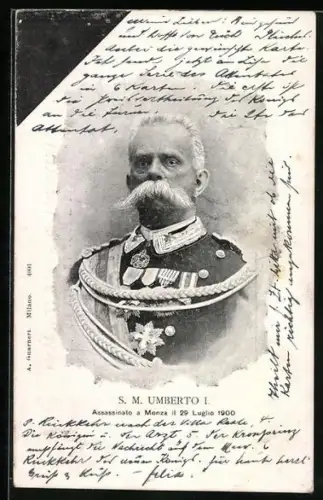 AK Portrait König Umberto I. von Italien mit Orden