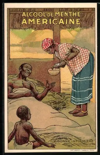 AK Reklame für Alcool de Menthe Américaine