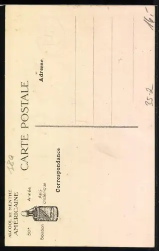 AK Reklame für Alcool de Menthe Américaine