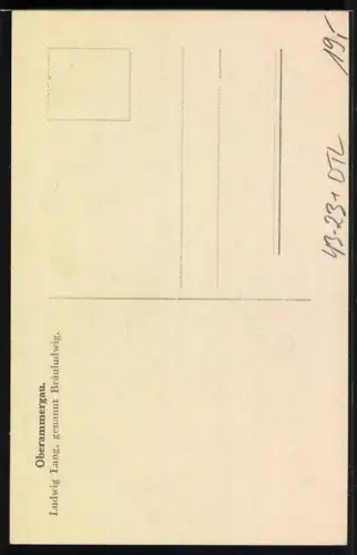 AK Oberammergau, Ludwig Lang, genannt Bräuludwig, Stadttyp