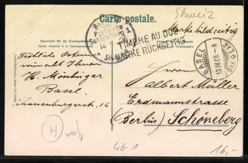 AK Basel, Strassenbahn am Klybeckschloss