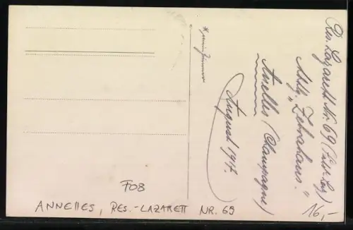 Foto-AK Annelles, Res.-Lazarett Nr. 69