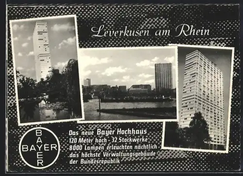 AK Leverkusen, das Bayer-Hochhaus und Logo
