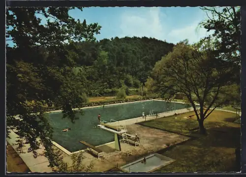 AK Nastätten /Taunus, Hotel-Pension Tannenhof, Blick auf den Pool, Inh. Rolf Michel