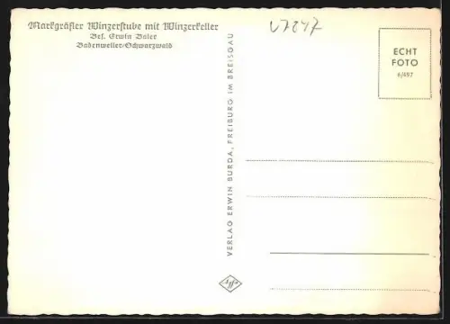 AK Badenweiler /Schwarzwald, Winzerstube Markgräfler mit Winzerkeller, Bes. Erwin Baier