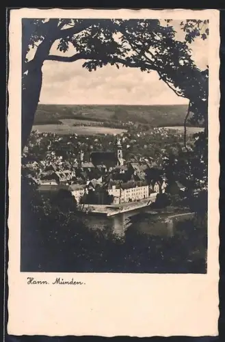 AK Hann. Münden, Gesamtansicht des Ortes mit Umgebung