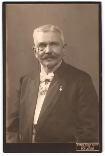 Fotografie Fritz Möller, Malchin, Herr im Anzug mit Halbmond Orden und Miniaturorden