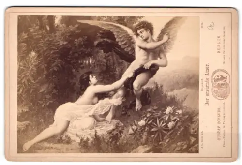 Fotografie Gustav Schauer, Berlin, Gemälde: Der erzürnte Amor, nach Ad. Begas