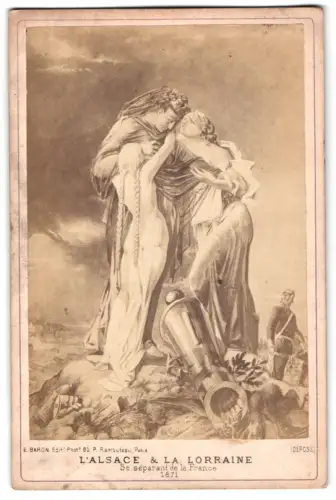 Fotografie E. Baron, Paris, Gemälde: L`alsace & La Lorraine, Se separant de la France 1871