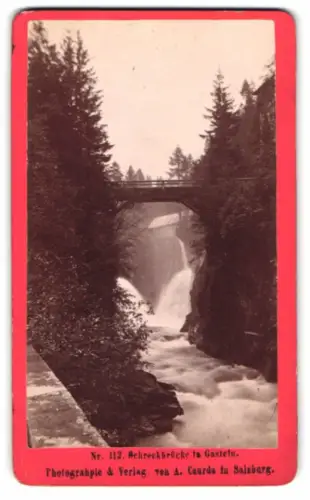 Fotografie A. Czurda, Salzburg, Ansicht Bad Gastein, Blick auf die Schreckbrücke mit Wasserfall