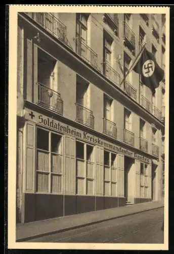 AK Nantes, Soldatenheim, Kreiskommandantur Nantes, -Fahne