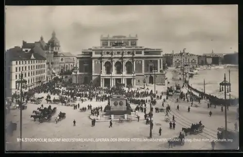 AK Stockholm, Gustaf Adolfstorg, Kungl. Operan och Grand Hotell