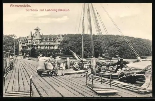 AK Gravenstein, Kurhaus mit Landungsbrücke