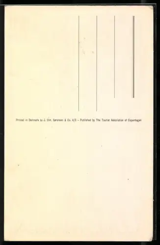 Künstler-AK Copenhagen, Autos und Strassenbahn halten an um Enten über die Strasse zu lassen