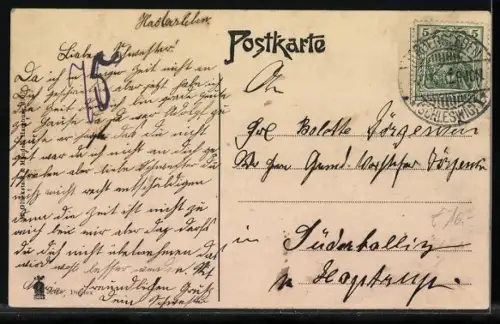 AK Hadersleben, Strassenpartie mit Soldaten auf dem Marsch