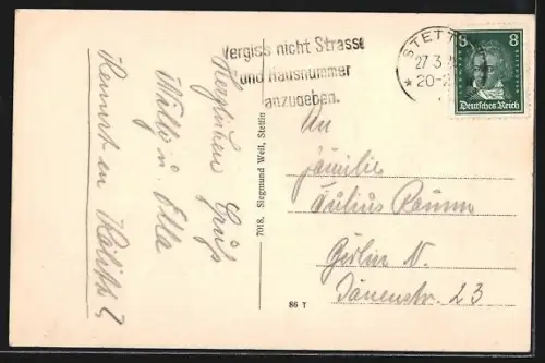 AK Stettin, Blick auf den Manzellbrunnen