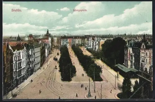 AK Stettin, Königsplatz aus der Vogelschau